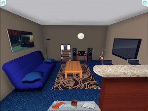 Cozy living room with decoration in 3D